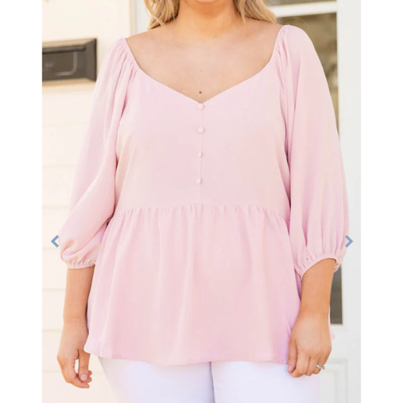 Peach Blouse with Button Detail - Picture 11 of 11